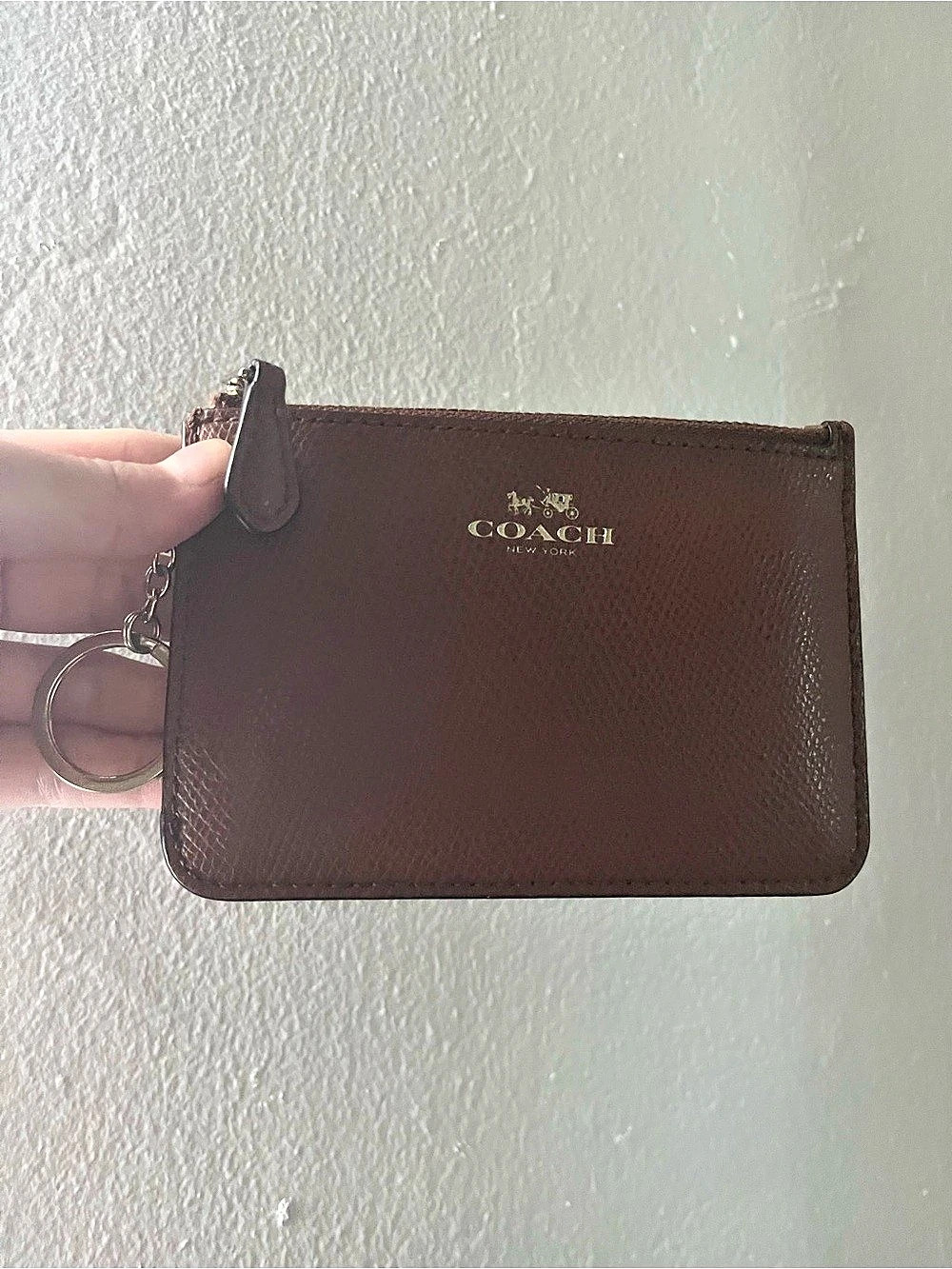 Coach Mini Skinny ID Case in Crossgrain Leather Brown